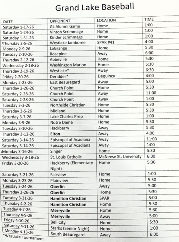 2026 baseball schedule