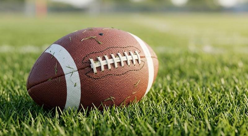 Football laying in the grass