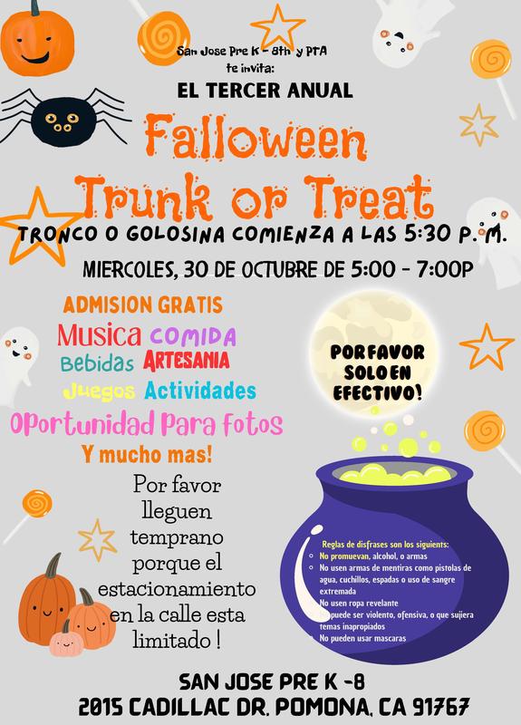 3rd Annual Falloween Trunk or Treat  - Spanish Text