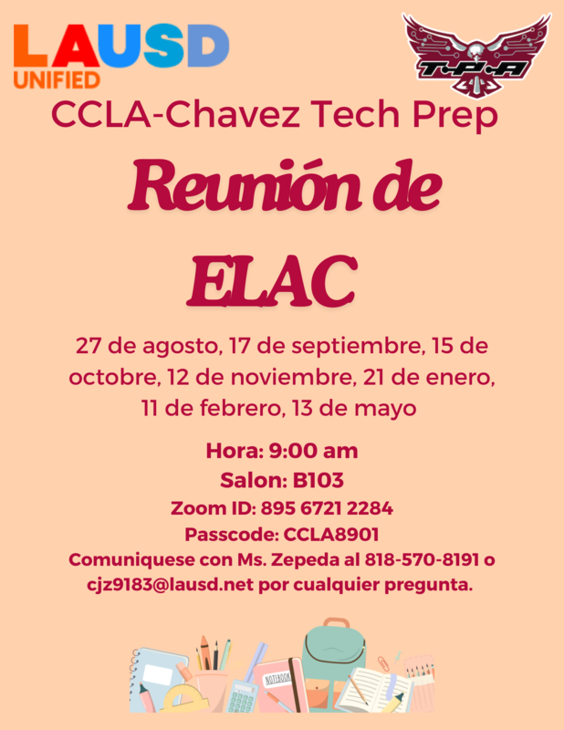ELAC Meetings for 2025-2026 School Year / Juntas de ELAC para el Año Escolar 2025-2026