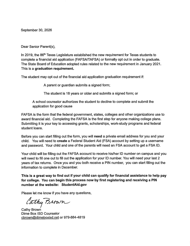 FAFSA **Parent Notice** 📄 Thumbnail Image