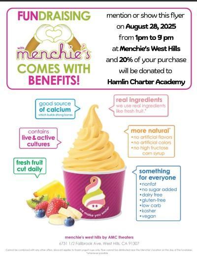 PTA Fundraiser: Menchies, West Hills  |  August 28, 2025  |  1:00-9:00 PM Featured Photo