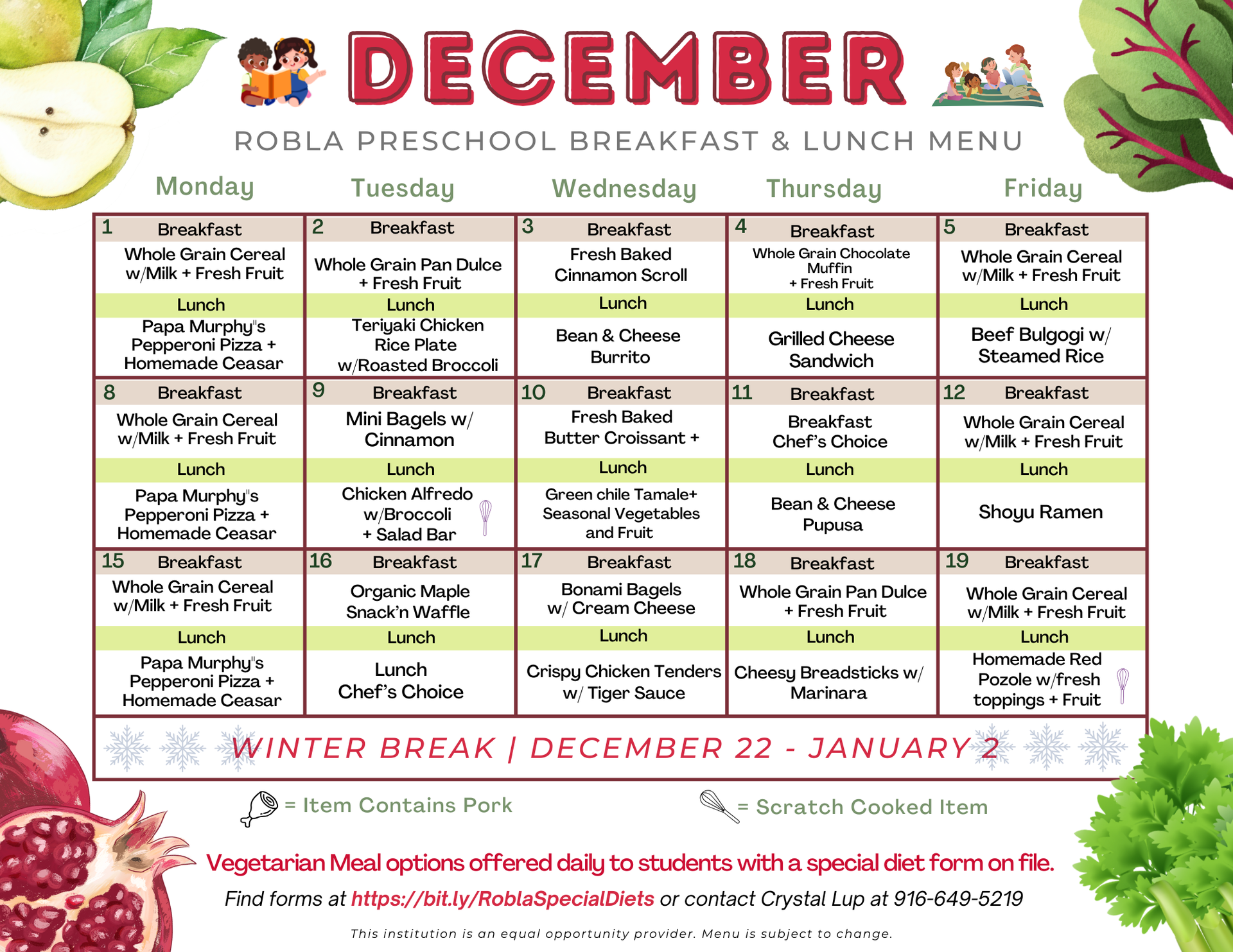 Preschool Breakfast & Lunch 1