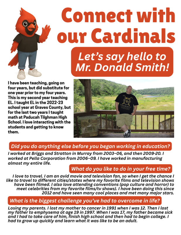 Screenshot of the Connect with our Cardinals Feature Article about Mr. Donald Smith