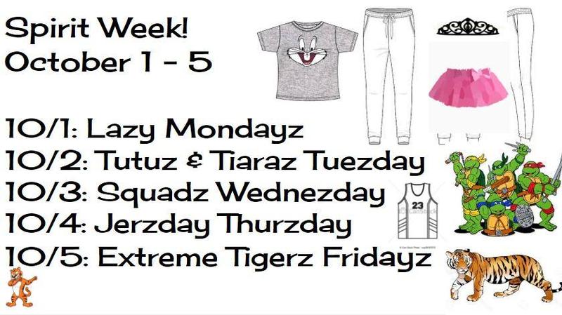 Spirit Week October 1-5, 2018