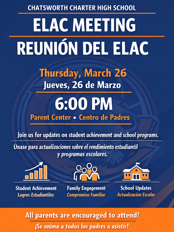 ELAC meeting 3/26 @ 6pm Thumbnail Image