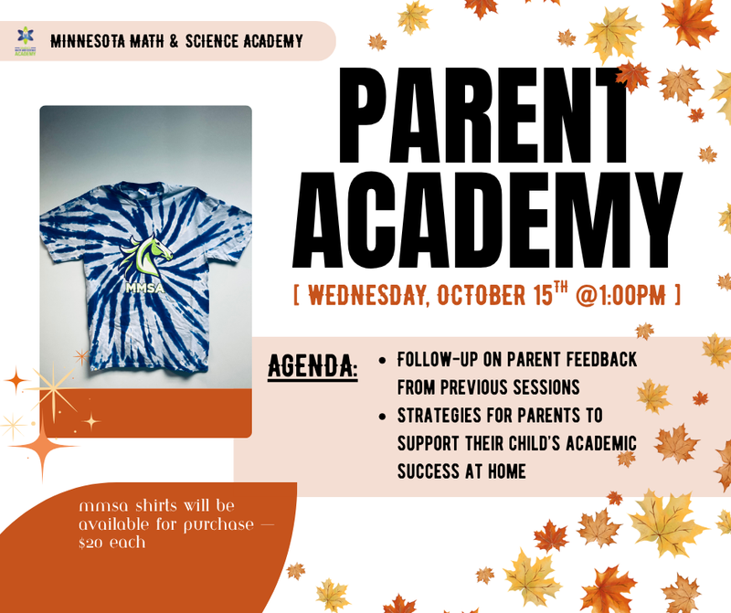 Reminder! Our October Parent Academy is coming up this Wednesday, October 15th at 1:00 PM!