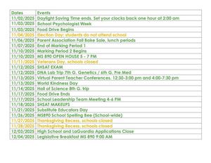 November 2025 School Calendar Page 2