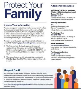 Guide on family rights and resources related to children's education and safety.