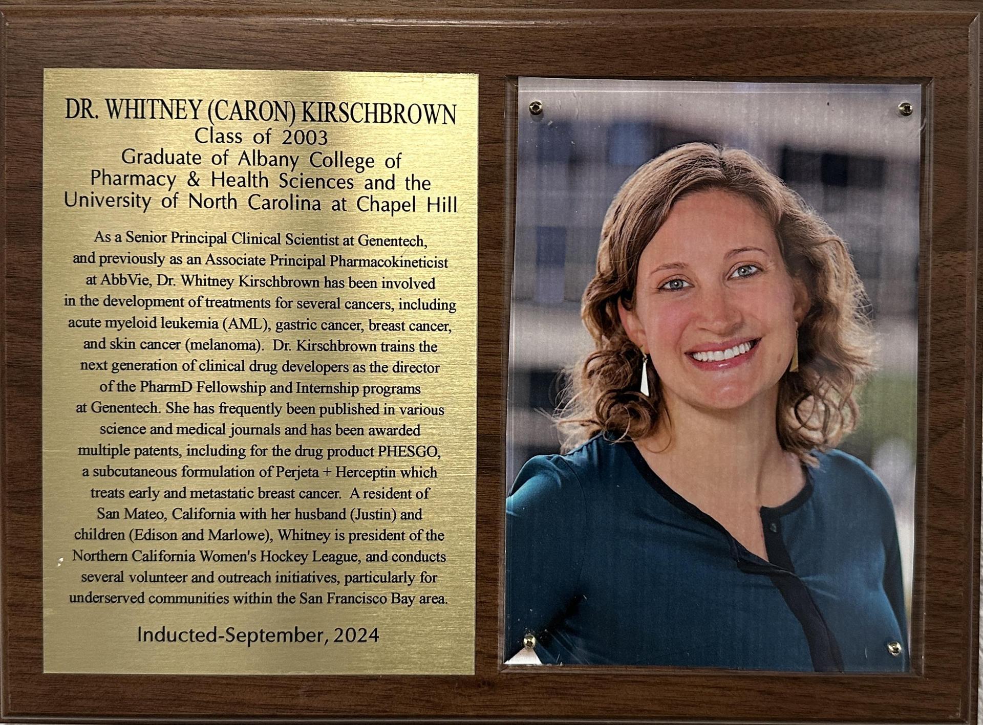 Whitney Kirschbrown Plaque