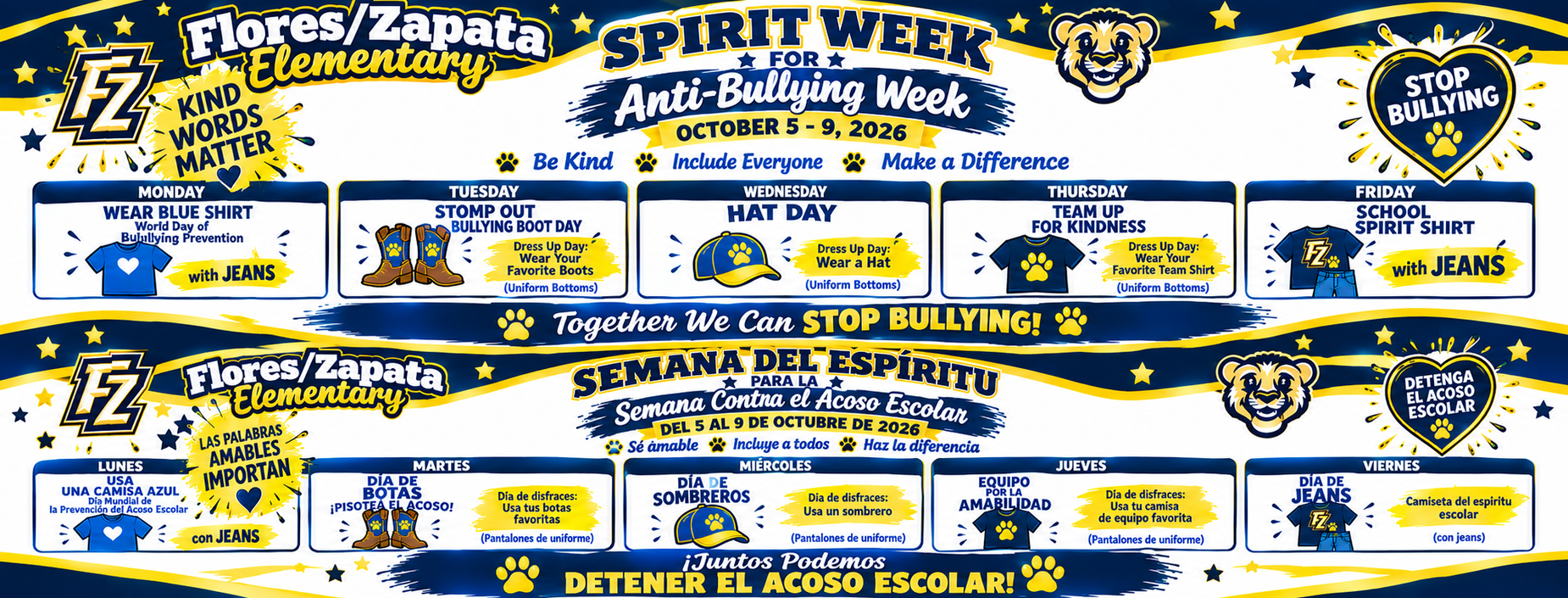 Anti-bullying Week Spirit Week Oct. 5-9 2026