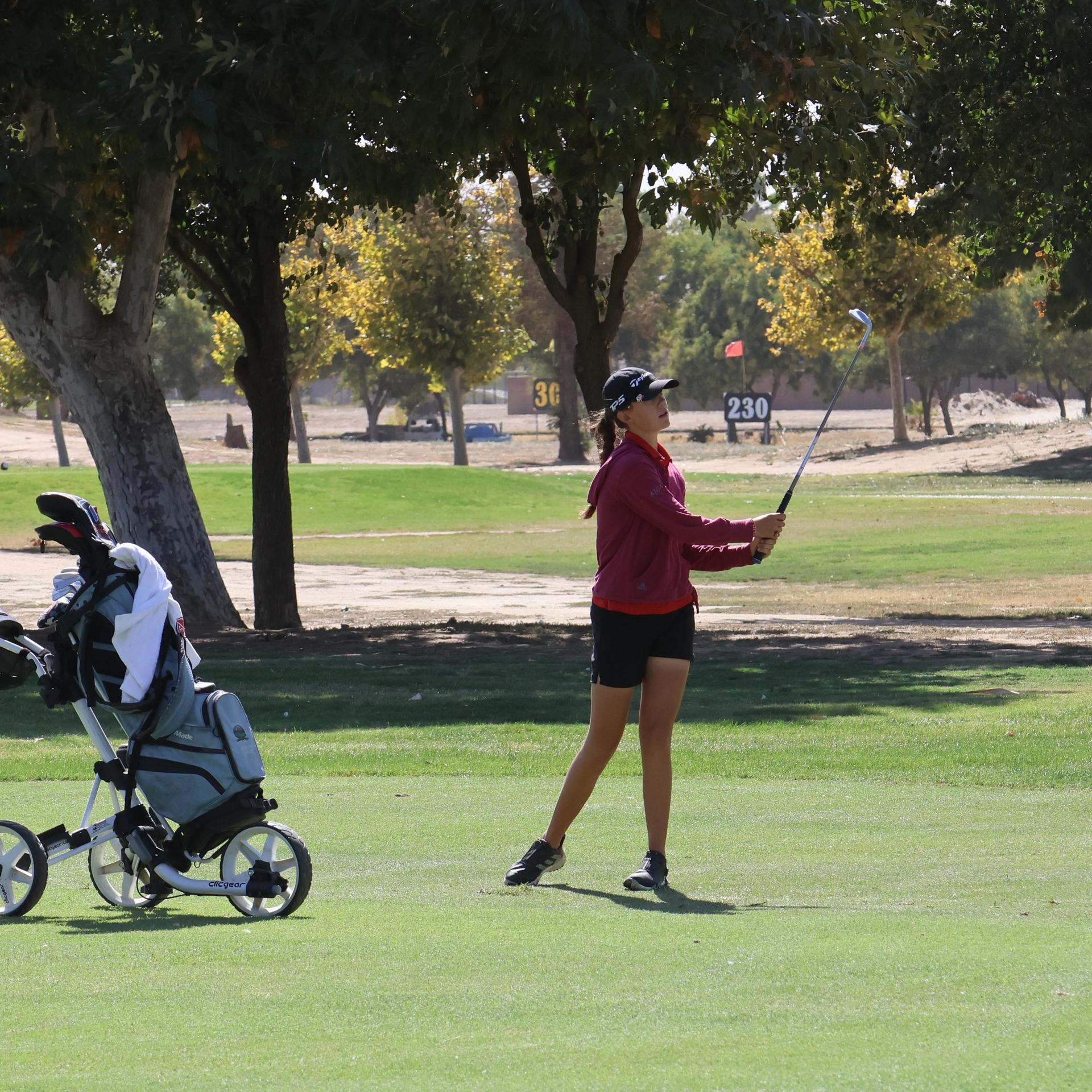 Girls golfers in action at the championships