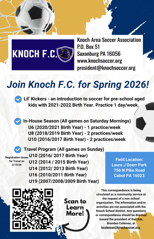 flyer for knoch soccer - info can be found on their website
