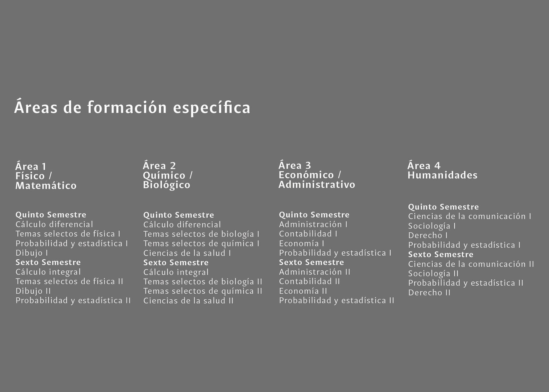 ÁREAS DE FORMACIÓN ESPECÍFICA