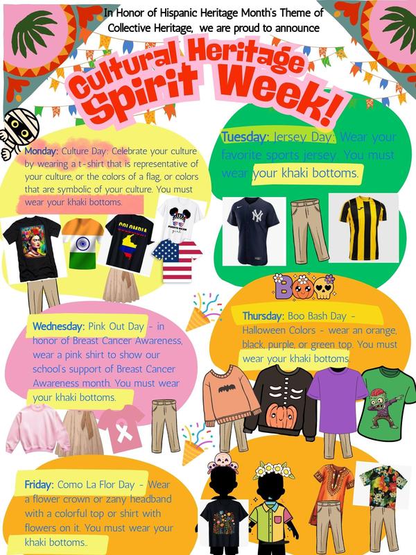 Spirit Week Flyer with all the days