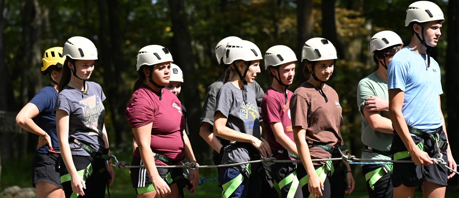 WVU Outdoor Learning Center participants line up for challenge