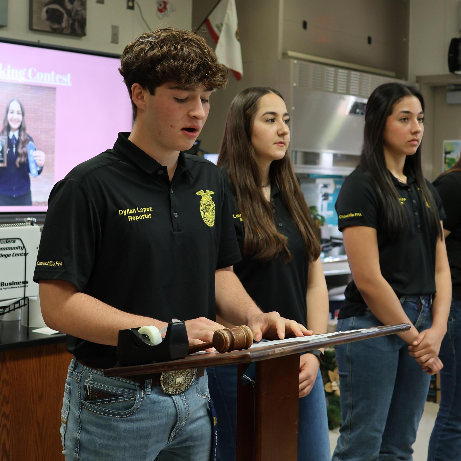 Future Farmer officers conducting the meeting