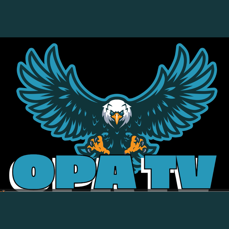 eagle above the words opa tv
