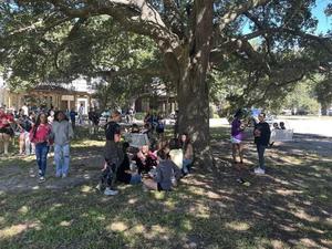 Today, PCMS had its Term 1 Block Party!  Students who had report card grades of A, B, or C, no more than 2 absences, and zero write ups for term 1 got to have fun and get pizza, drinks, and chips at Trinity Park!