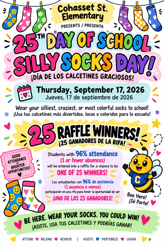 25th Day of School.  Silly Socks Day