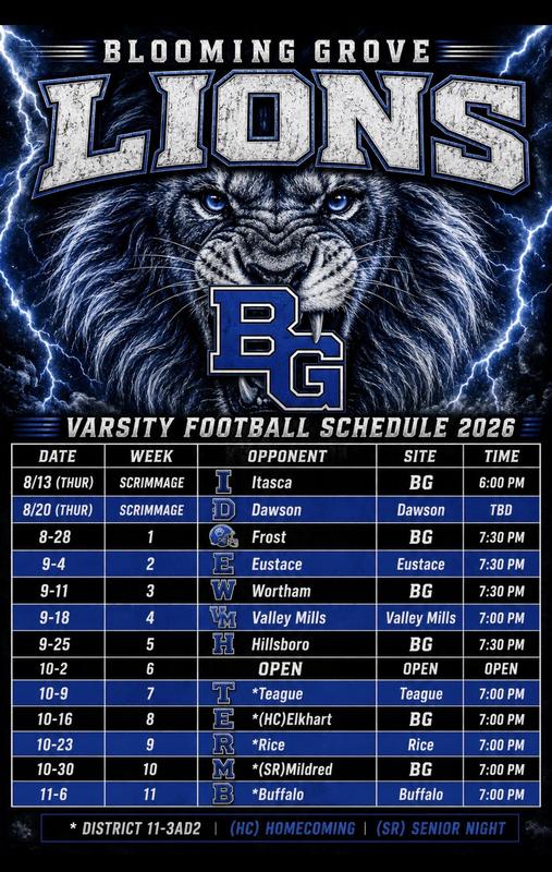 2026 Varsity Football Schedule Featured Photo
