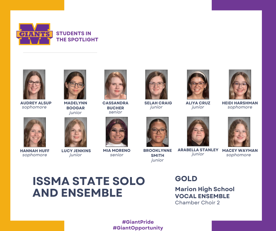 promo graphic - ISSMA State Solo & Ensemble 2026 - MHS Chamber Choir 2 vocal ensemble