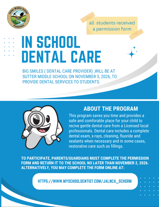 Dental Flyer with dates and details