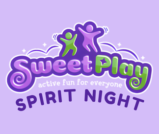 Sweet Play logo Spirit Night on a light purple background