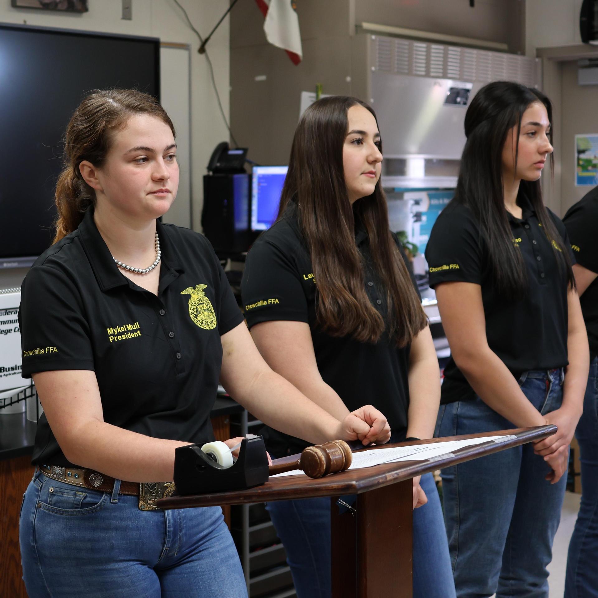 Future Farmer officers conducting the meeting