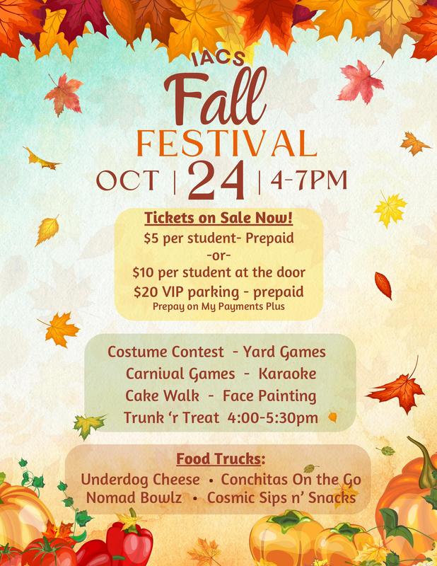 Mark your calendar for October 24th to join us for the Fall Festival. Save time and pre-purchase tickets through MyPaymentsPlus.
