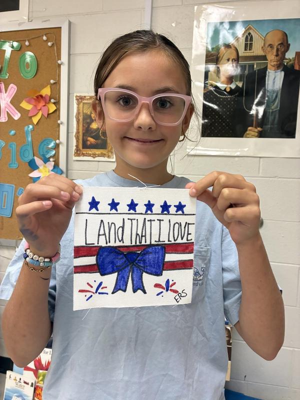 Student with patriotic artwork - 4