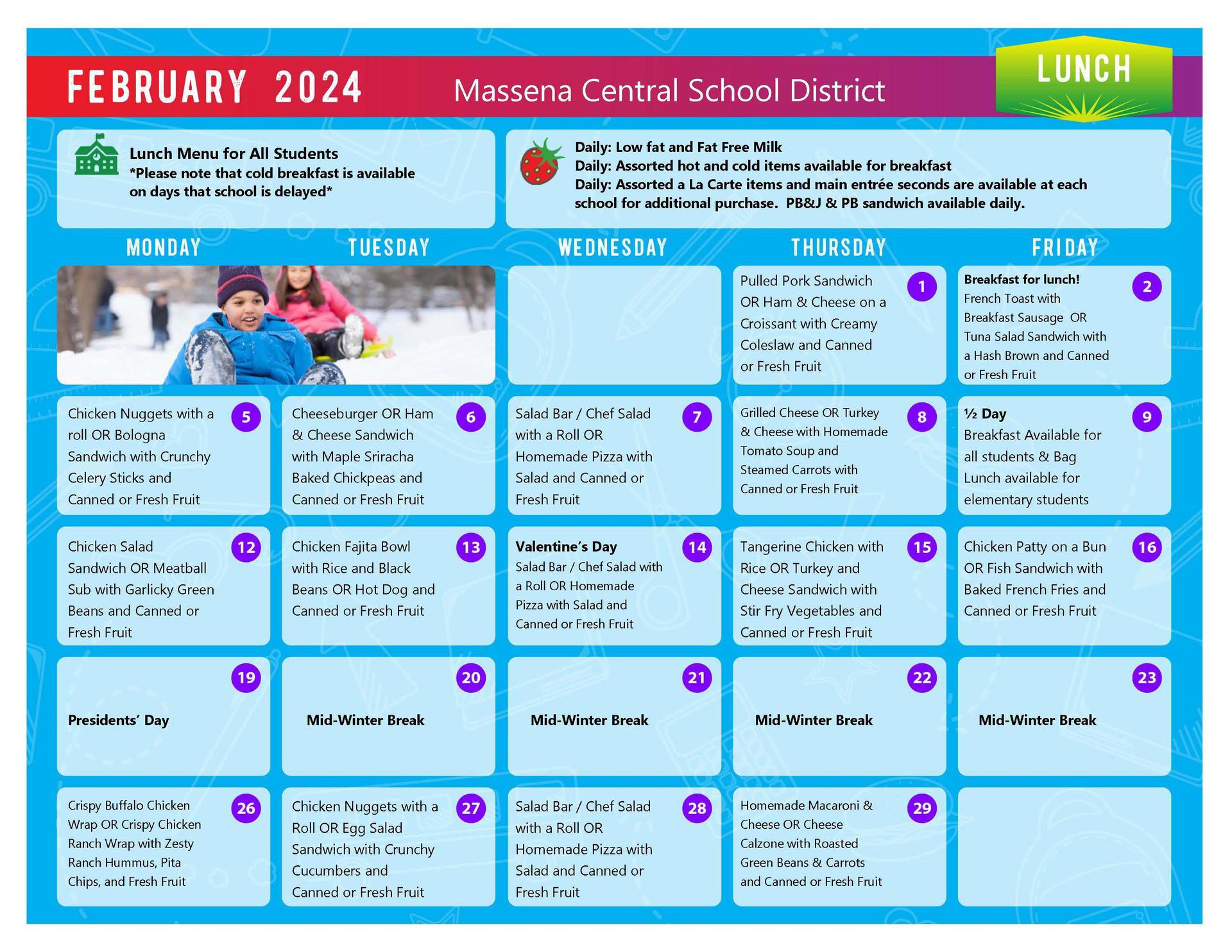Lunch Menus – Food Services – Massena Central School District