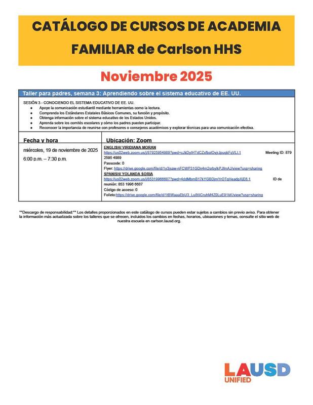 Family academy flyer spanish 4