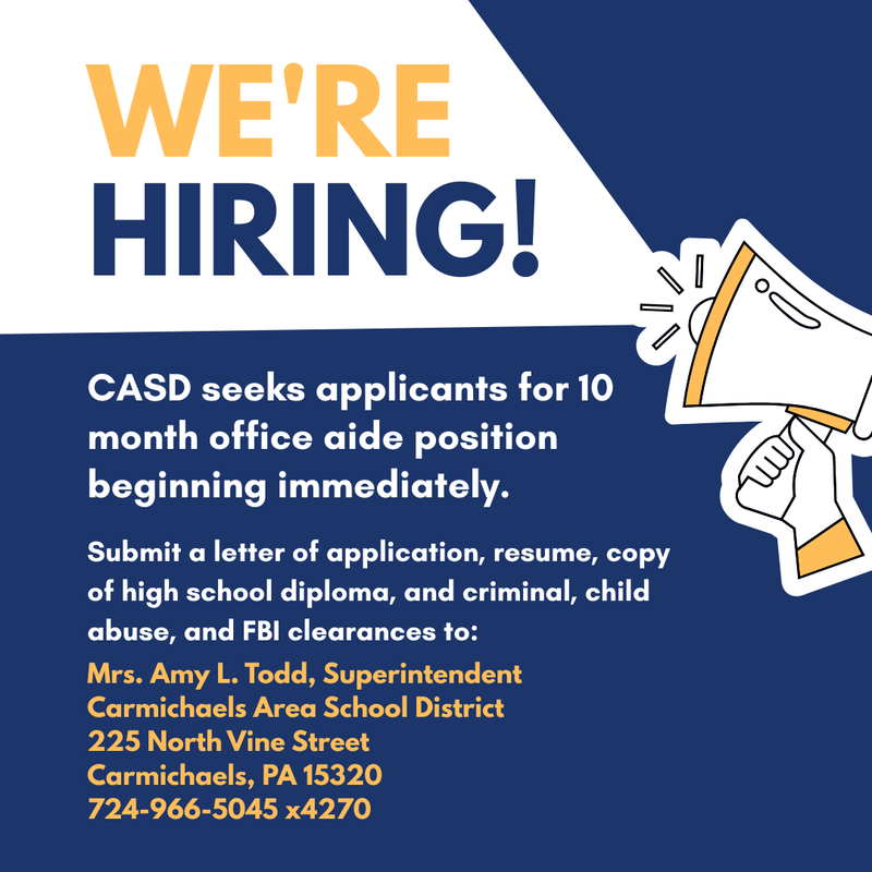 WE ARE HIRING AN OFFICE AIDE! Thumbnail Image