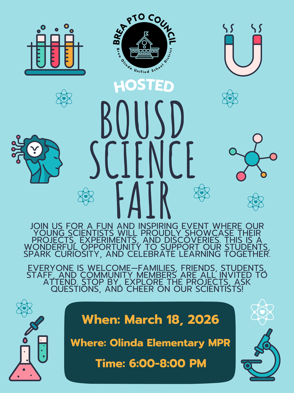 A flyer with info about the BOUSD Science Fair