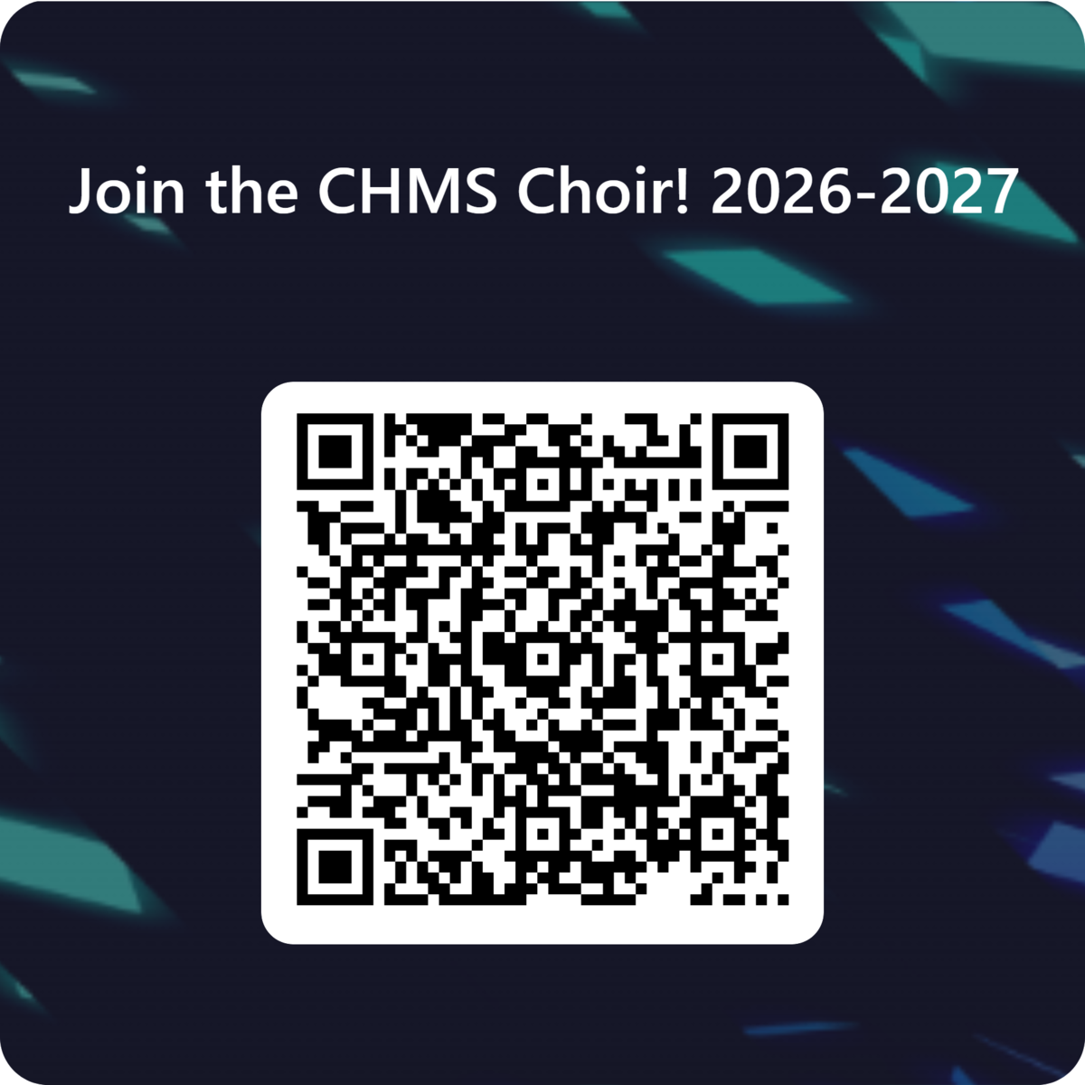A QR Code: Scannable to join the CHMS Choir