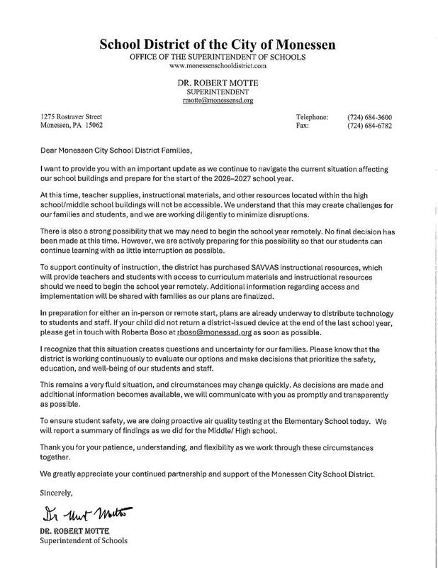 Letter from Dr. Motte, Superintendent 8/19/2026 Featured Photo