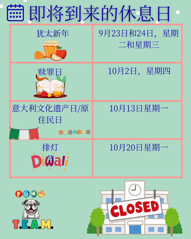 Chinese- Light green background with table with text