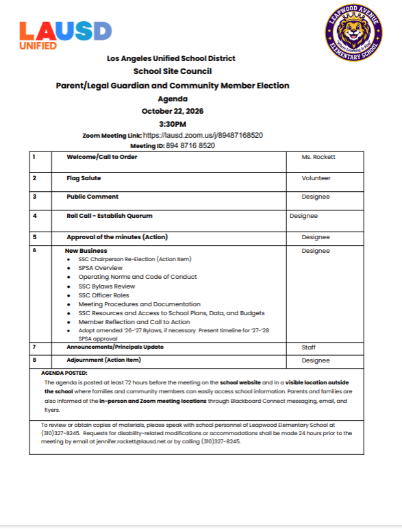 SSC Agenda