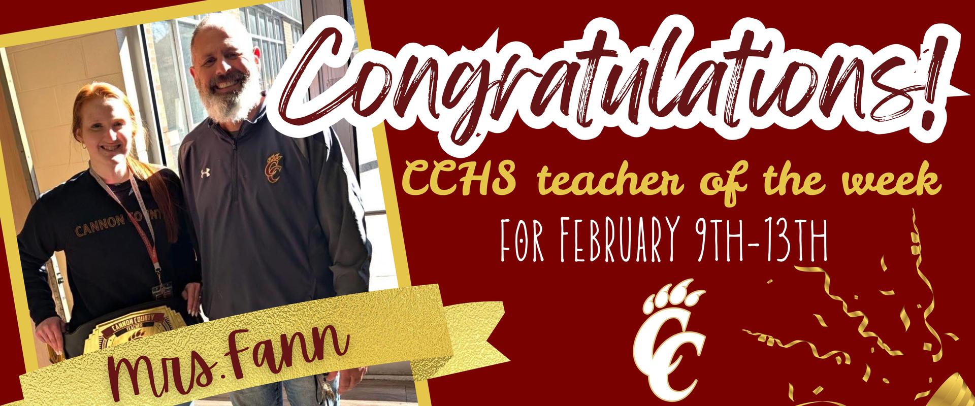 Teacher of the week - Mrs. Fann.