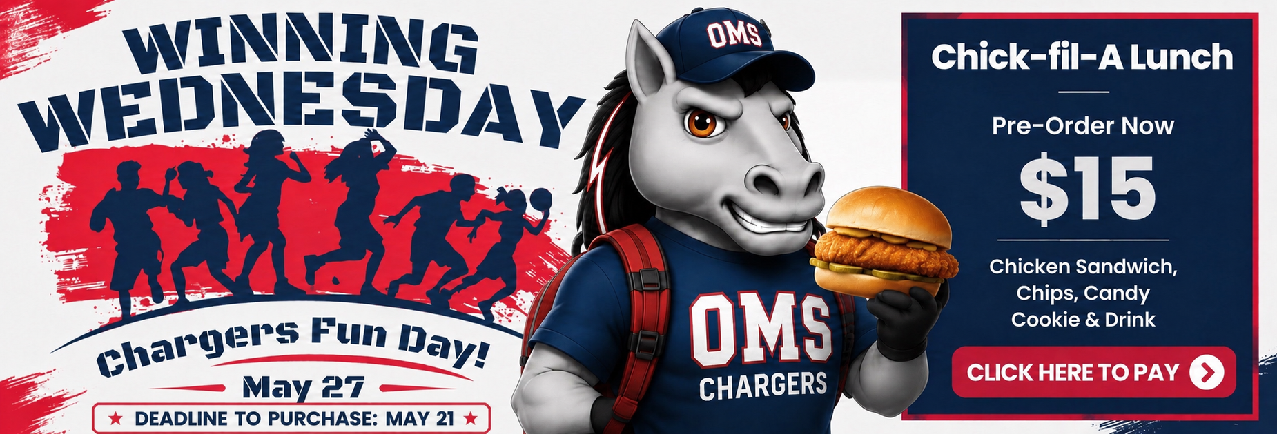 Winning Wednesday is a fun day full of activities.  Students have the option to order a chic fil A boxed lunch payable on School Cash Online https://rcschools.schoolcashonline.com/
