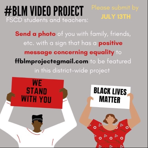 This is a flyer advertising for submissions for a video project debing developed by the BSU and ACT-SO groups at Fairfield HS to promote unity
