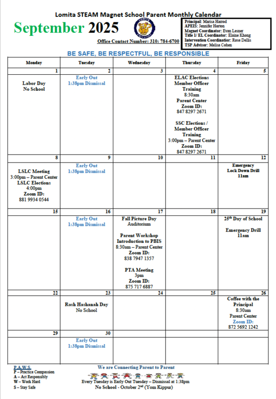 Sept Calendar english