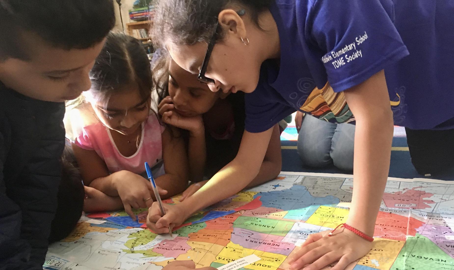 students study map