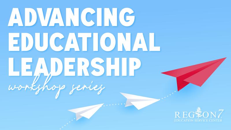 Blue Advancing Educational Leadership workshop series graphic with paper airplanes and bold text