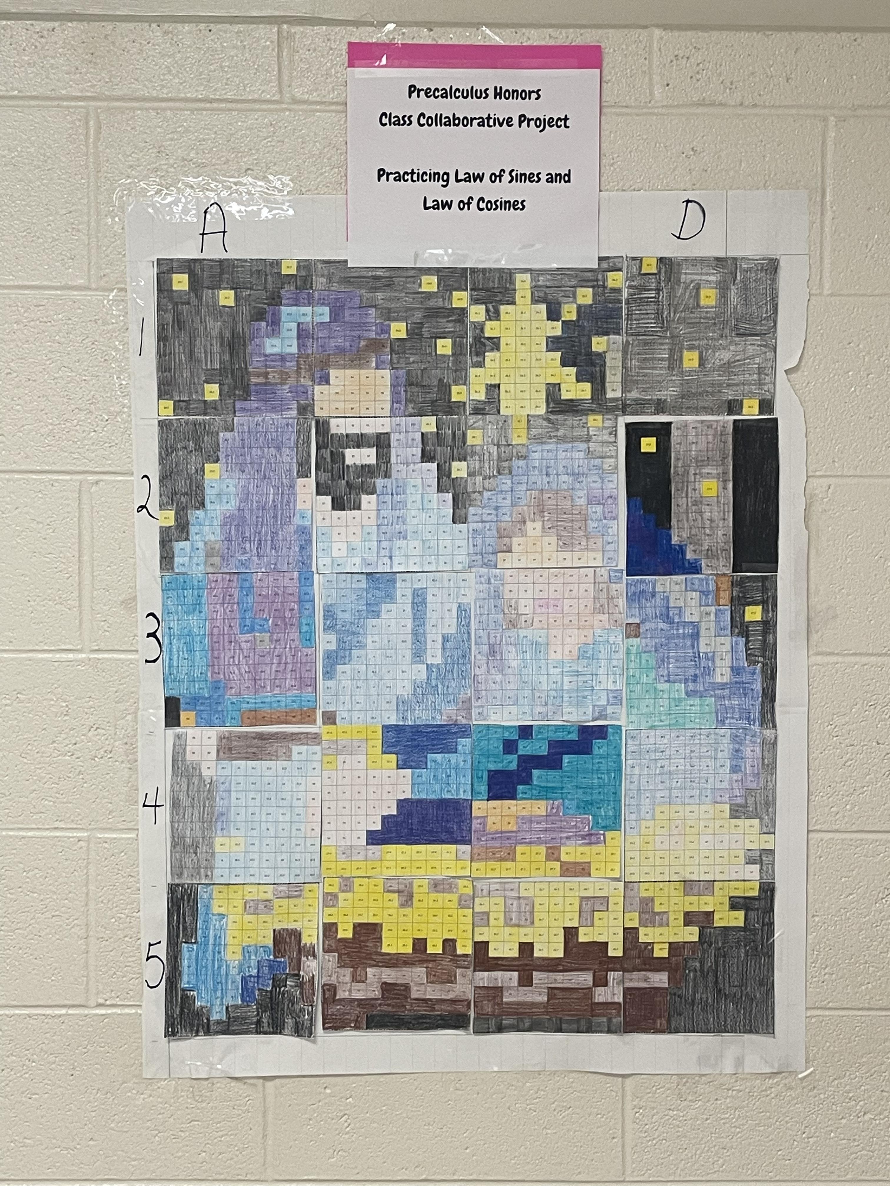 A colorful collaborative project depicting a nativity scene.