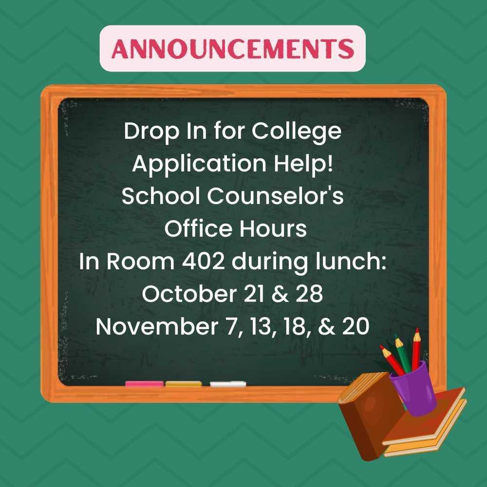 College Application Lunch Time Office Hours FLyer