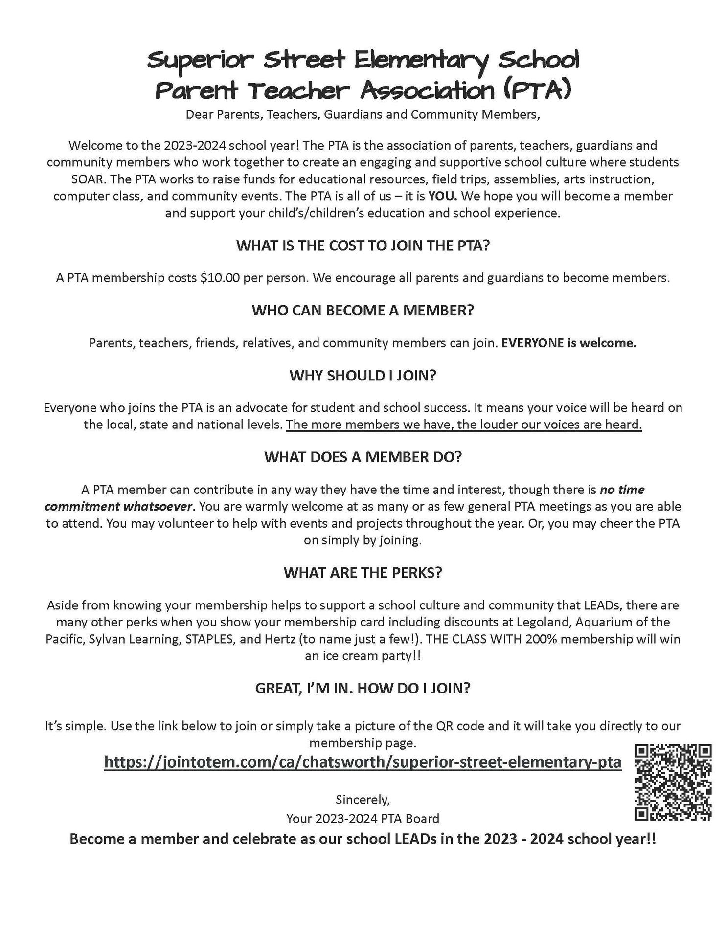 Membership PTA Superior Street Elementary