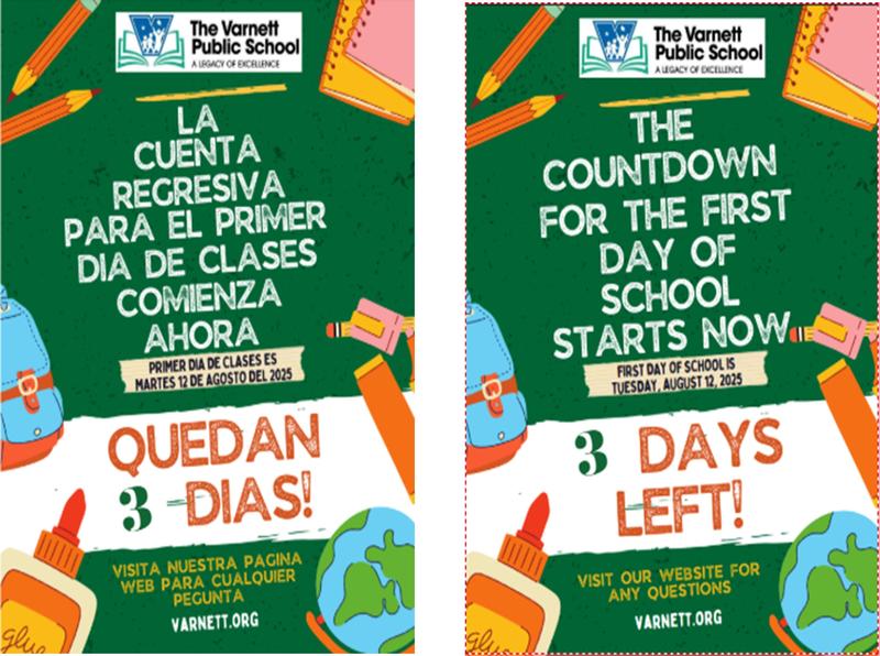Countdown to the First Day of School, August 12, 2025!