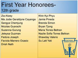 first year honorees - 12th grade